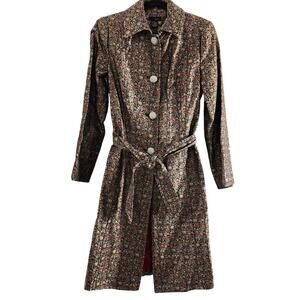 WDNY 2 Piece Jacquard Floral Dress Trench Coat and Pencil Skirt Size 10